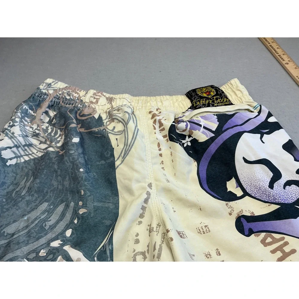 Tattoo Tattoo by Free Spirit Y2K Board Shorts Graphic Print Swim Trunks L